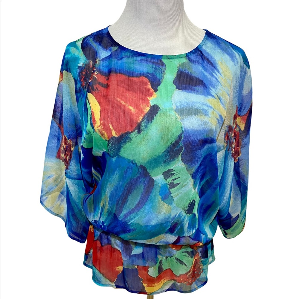 {Chico's} Colorful Sheer Blouse